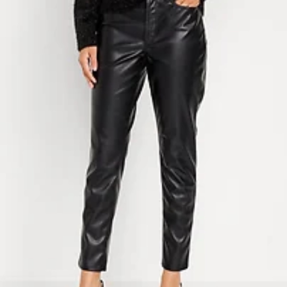 High-Waisted OG Straight Faux-Leather Ankle Pants | Size 8